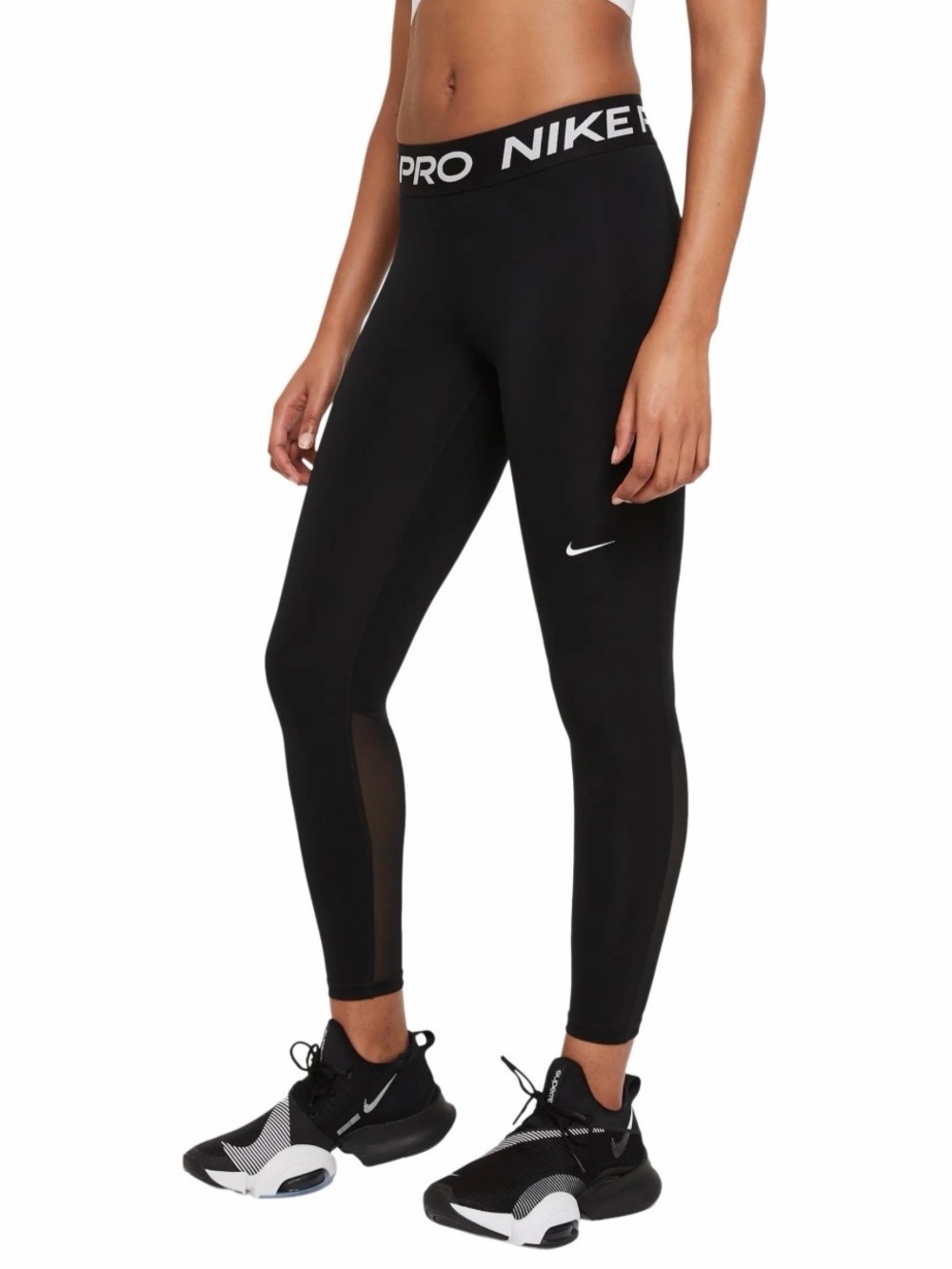 Nike Pro Dri Fit Mid Rise Mesh Insert Workout Running Gym Leggings Sz S